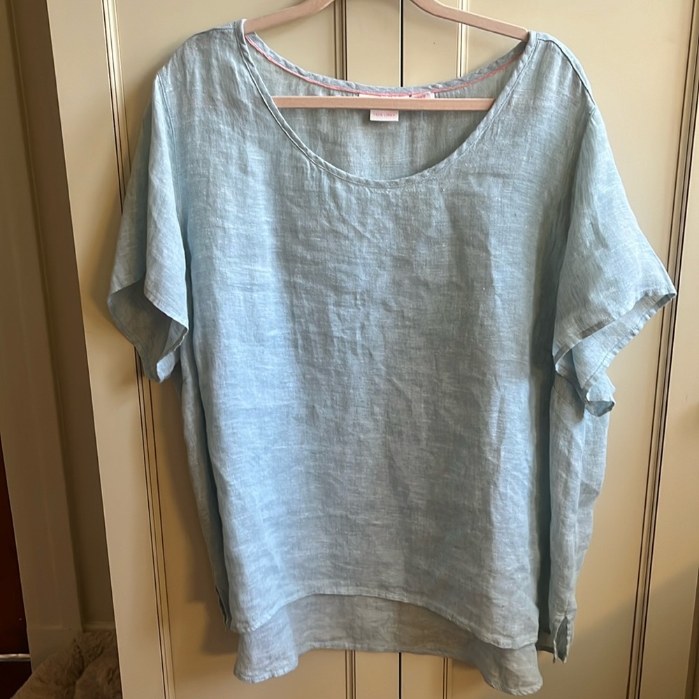 Pure linen oversized top in seafoam